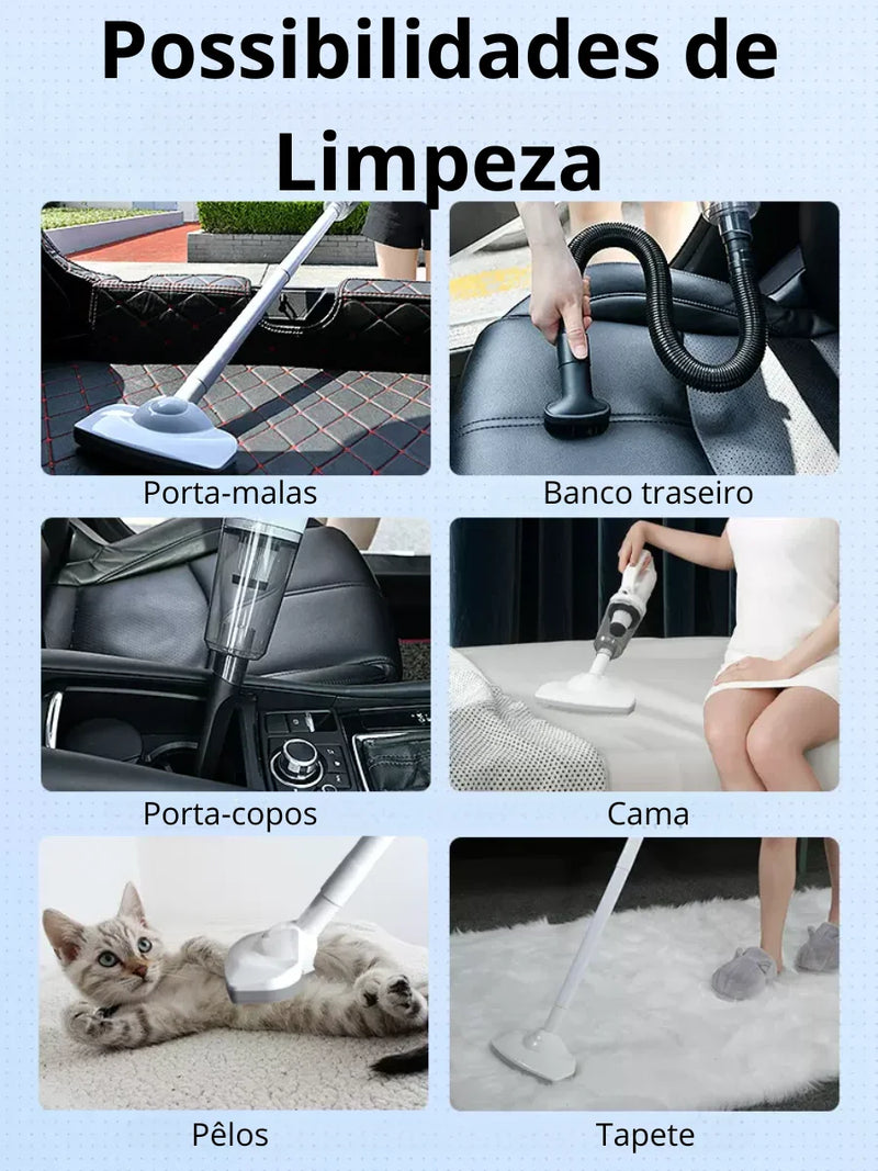 Aspirador de Pó Portátil Bivolt – Versátil e Eficiente para Limpeza Doméstica e Automotiva!