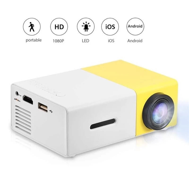 Mini Portable Led Projector 1080p 600 Lumens Hdmi YG300