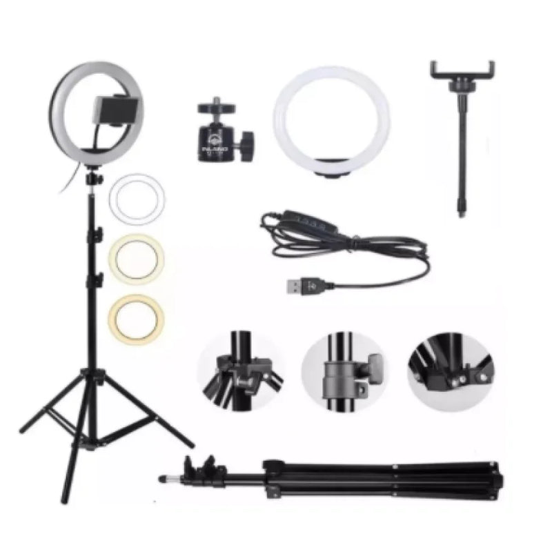 Ring Light Led Iluminador 26cm 10 Polegadas 2,1m Tripé 210cm