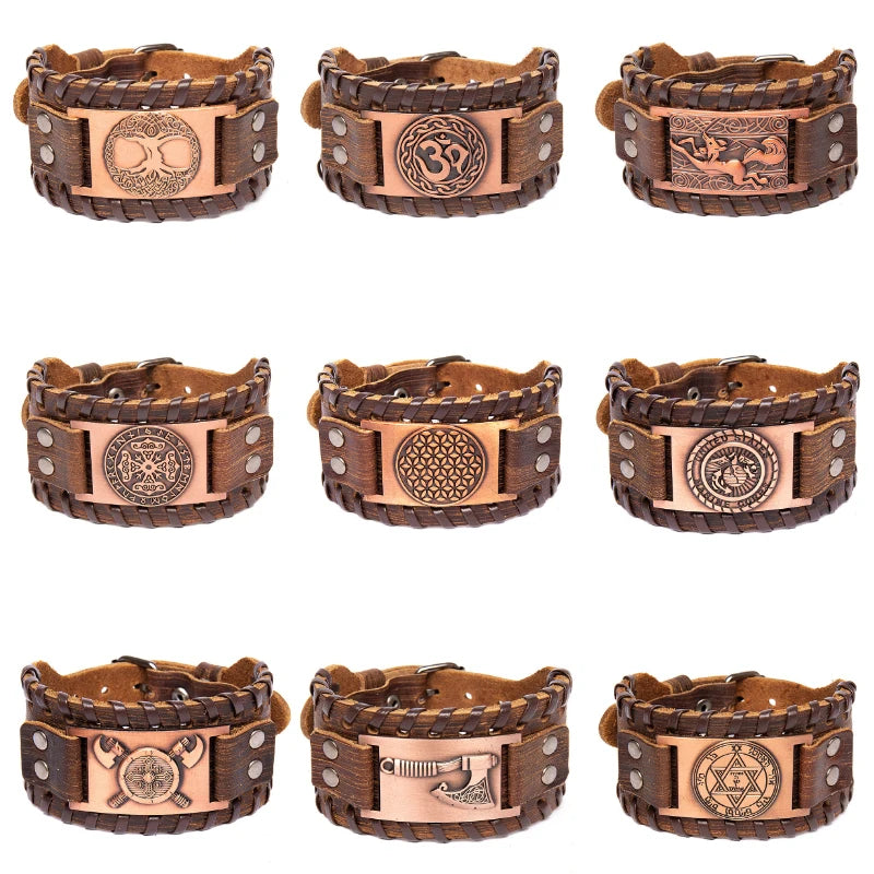 Bracelete Viking de Couro Sintético – Estilo Retro