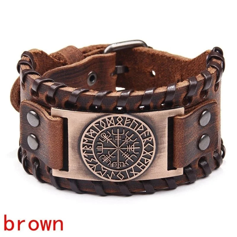 Bracelete Viking de Couro Sintético – Estilo Retro