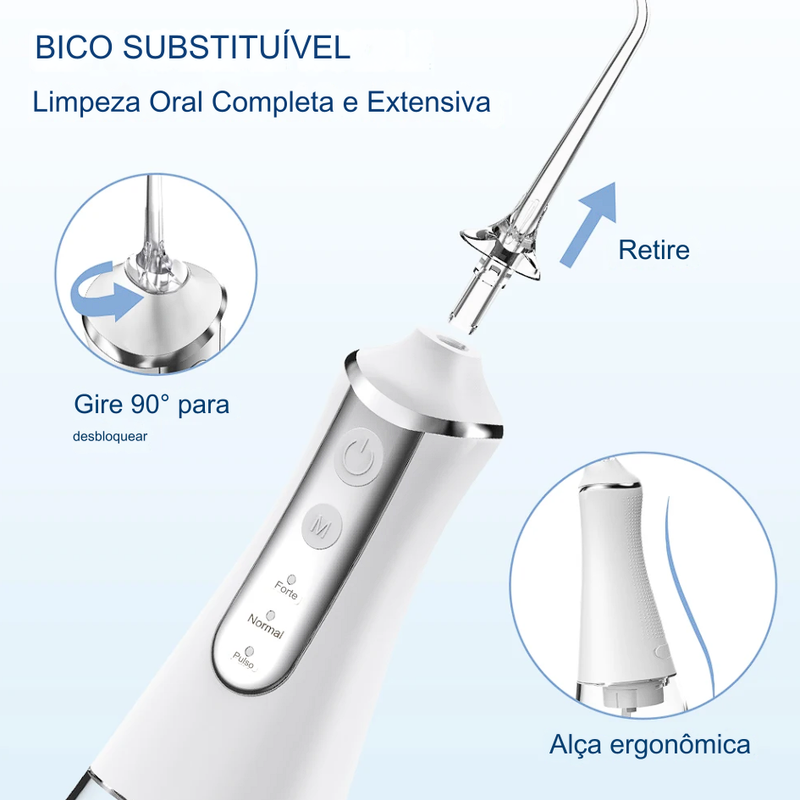 Irrigador Oral Portátil Recarregável 220ml - Higiene Bucal Completa e Prática