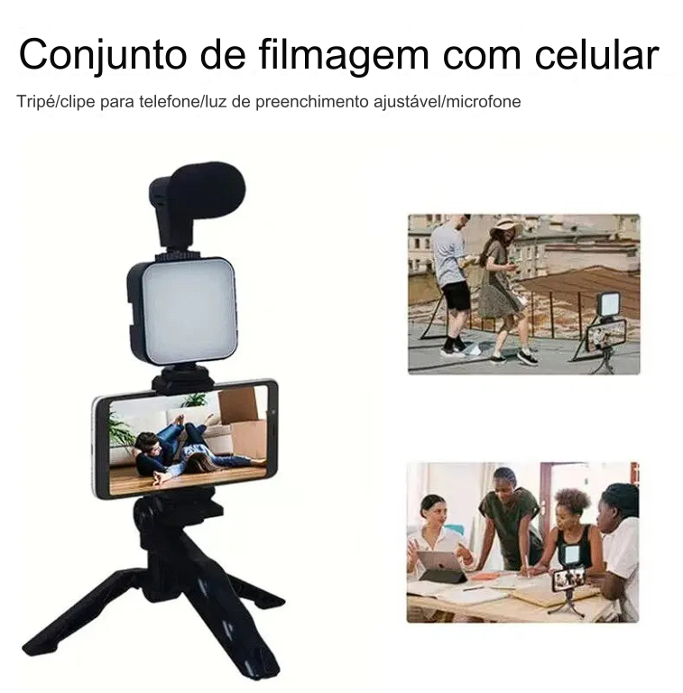 Kit de Vlog Portátil – Capture Vídeos de Alta Qualidade em Qualquer Lugar