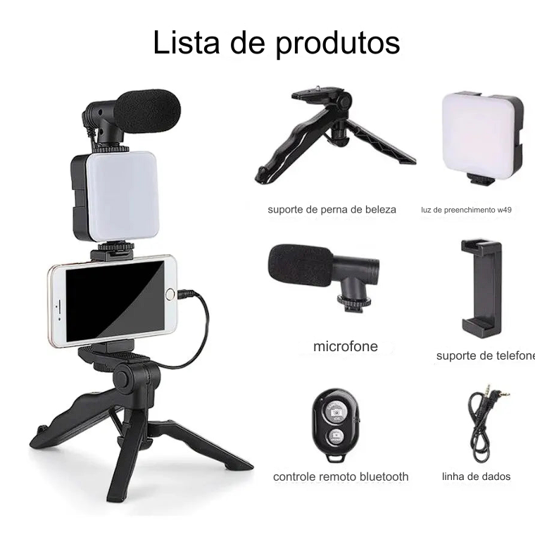 Kit de Vlog Portátil – Capture Vídeos de Alta Qualidade em Qualquer Lugar